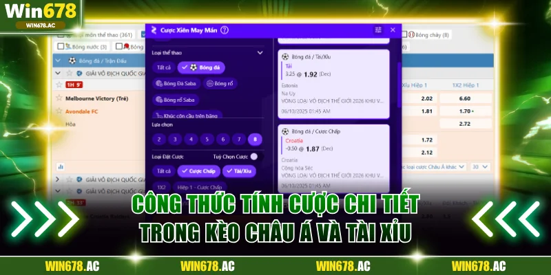 Công thức tính cược chi tiết trong kèo châu Á và Tài Xỉu