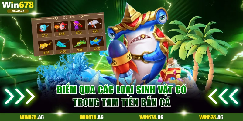 Điểm qua các loại sinh vật có trong Tam Tiên bắn cá