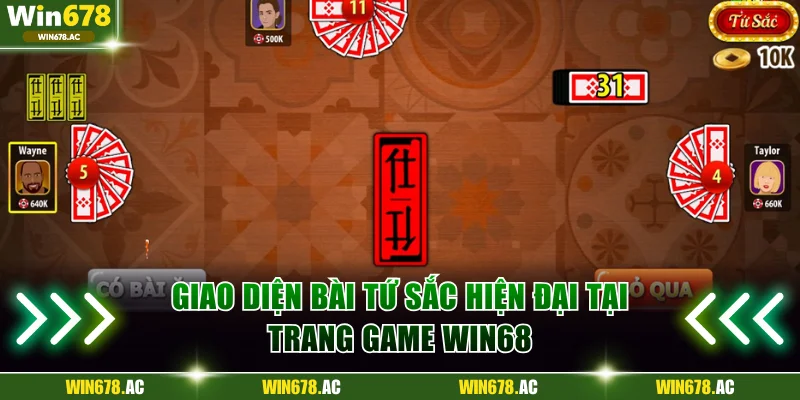 Giao diện bài tứ sắc hiện đại tại trang game Win68