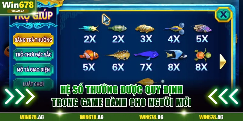Hệ số thưởng được quy định trong game dành cho người mới