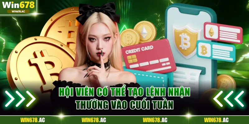 Hội viên có thể tạo lệnh nhận thưởng vào cuối tuần